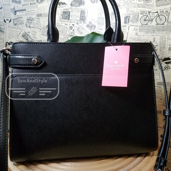 Kate Spade Staci Medium Satchel Black Crossbody Brand New - Picture 9 of 10